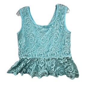 Vintage Y2K‎ Turquoise Lace Peplum Top Size Large Retro Cowgirl Fairy Hippie USA